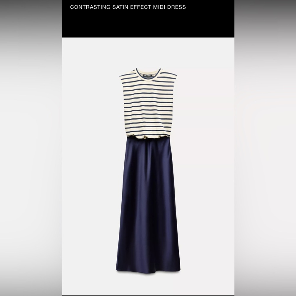 Zara contrasting satin effect midi dress